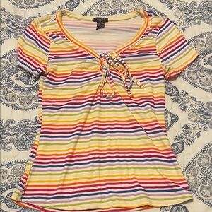 Rue21 Colorful Striped Tie-Front Blouse